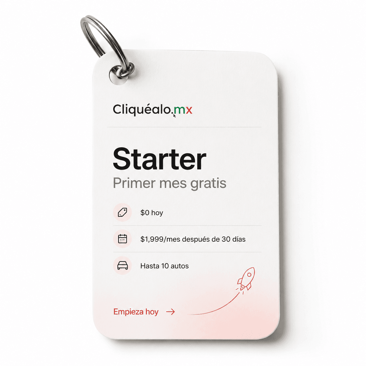 Etiqueta del paquete Starter de Cliquealo.mx